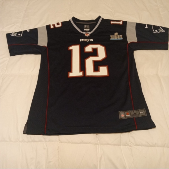 Retired NFL Tom Brady #12 Nike SUPERBOWL 52 New England Patriots, Youth L 14-16 - Picture 2 of 10